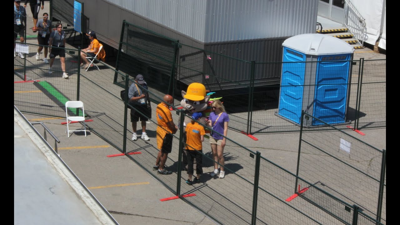 Pan Ams mascot Pachi and Girls. Pan Am Games in Toronto.