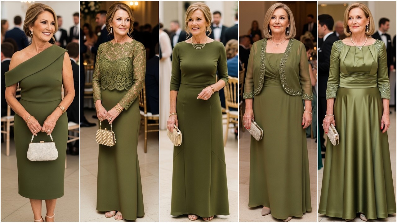 Элегантные платья оливково-зеленого цвета для матери невесты - Свадебные платья Charminar 2026 дл...