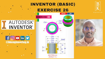 Inventor Basic Exercise 26 | Mechanical Engineering | CAD | For Beginners | BK Engineering