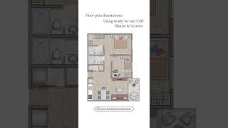 Colorful floor plan drawings using AutoCAD Blocks. #architecturaldesign   #autocad #floorplandesign