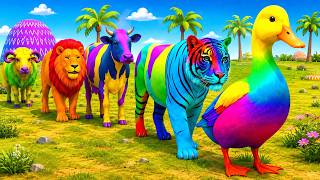Long Slide Game With Cow Elephant Gorilla Hippopotamus Tiger 3d Animal Game Funny 3d Animals