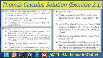 Thomas calculus exercise 2.1 Q22 to Q24 | Rate of change of a function from x1 to x2 || Lec 5