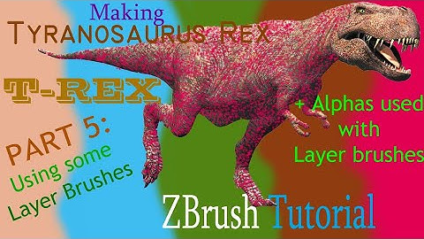 ZBrush Tutorial - Sculpting T-REX - Part 5 (Final) : Using Layer Brushes and some Alphas #zbrush