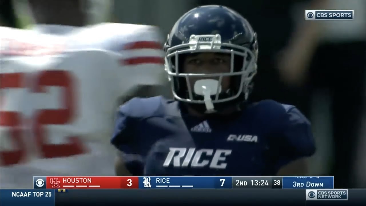 Austin Walter (Rice RB #2) Vs. Houston 2018 - YouTube