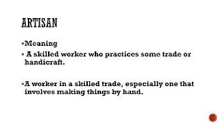 Meaning of Artisan | o - Dictonary