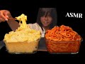 Asmr tomato sauce spaghetti  cheddar cheese creamy pasta mukbang sticky eating sounds vikky asmr