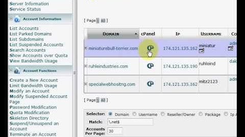 Web Hosting Manager WHM create a new account
