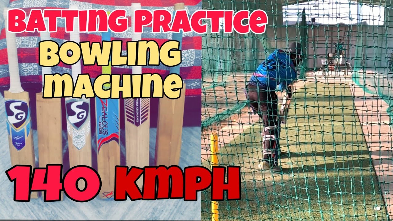 Batting Practice🔥 | Bowling machine | 140kmph @CricketWithSagar9 - YouTube