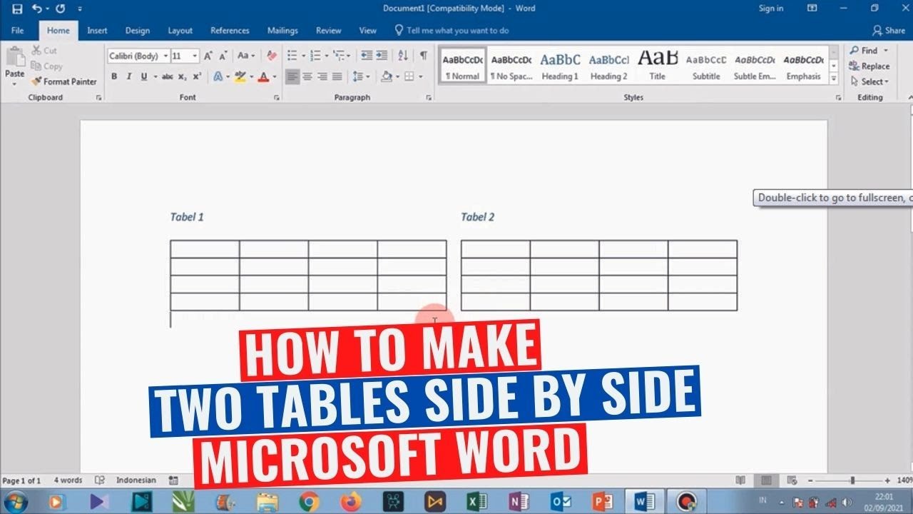 How To Make Two Tables Side By Side In Microsoft Word