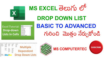 Learn Drop Down List in Excel Telugu || Basic to Advanced