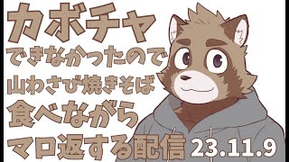 カボチャできなかったので山わさび焼きそば食べる配信