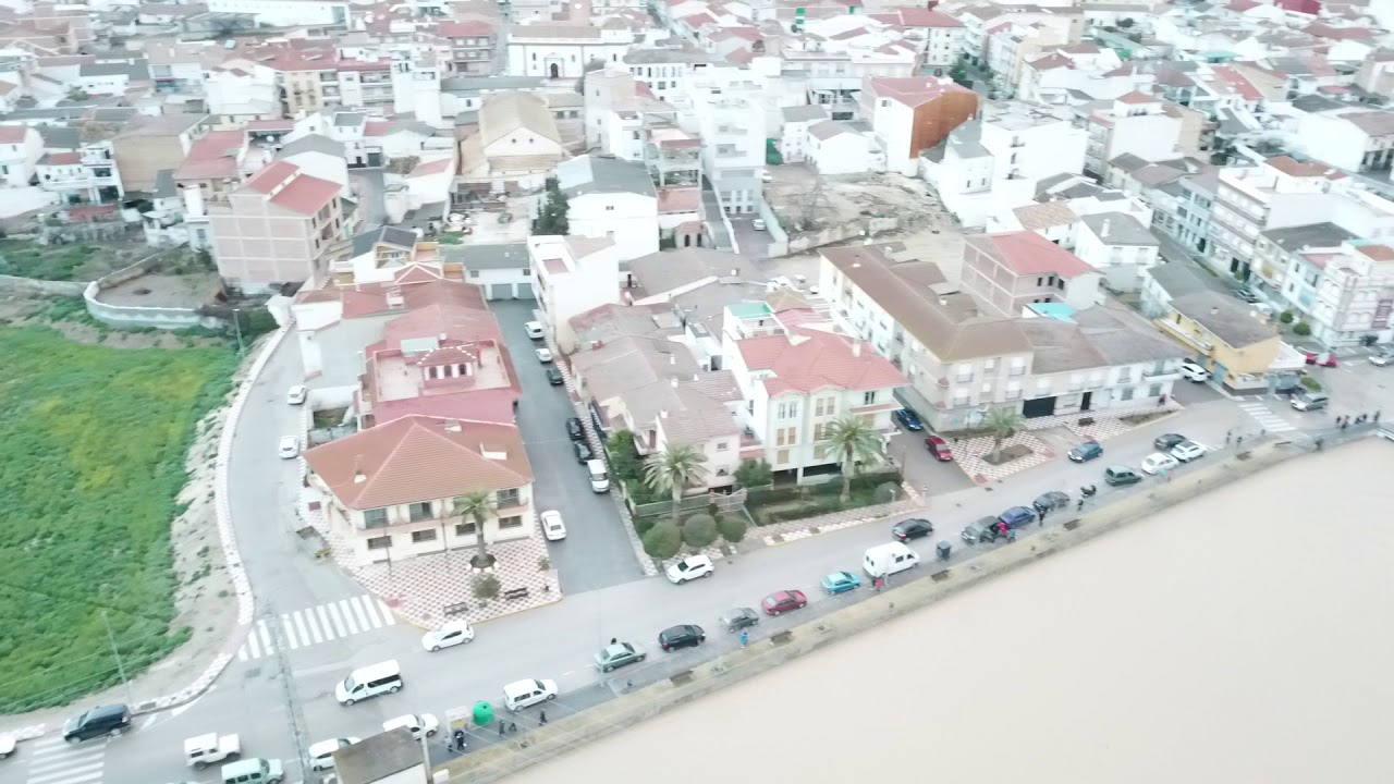 Desbordamiento del rio Genil a su paso por Huetor Tajar a vista de pajaro. Marzo de 2018