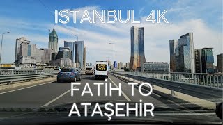 Istanbul 4K Driving from Fatih to Ataşehir via Bosphorus Bridge Virtual Drive and Sightseeing Video