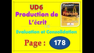 parcours français 6ème année primaire 2020 page 178 parcours 6AEP UD6 production de l'écrit p 178