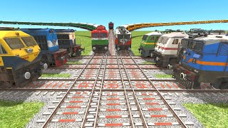 9 TRAINS COUPLING AND CROSSING ON DIAMOND BRANCHED RAILROAD TRACKS🔺indian train simulator
