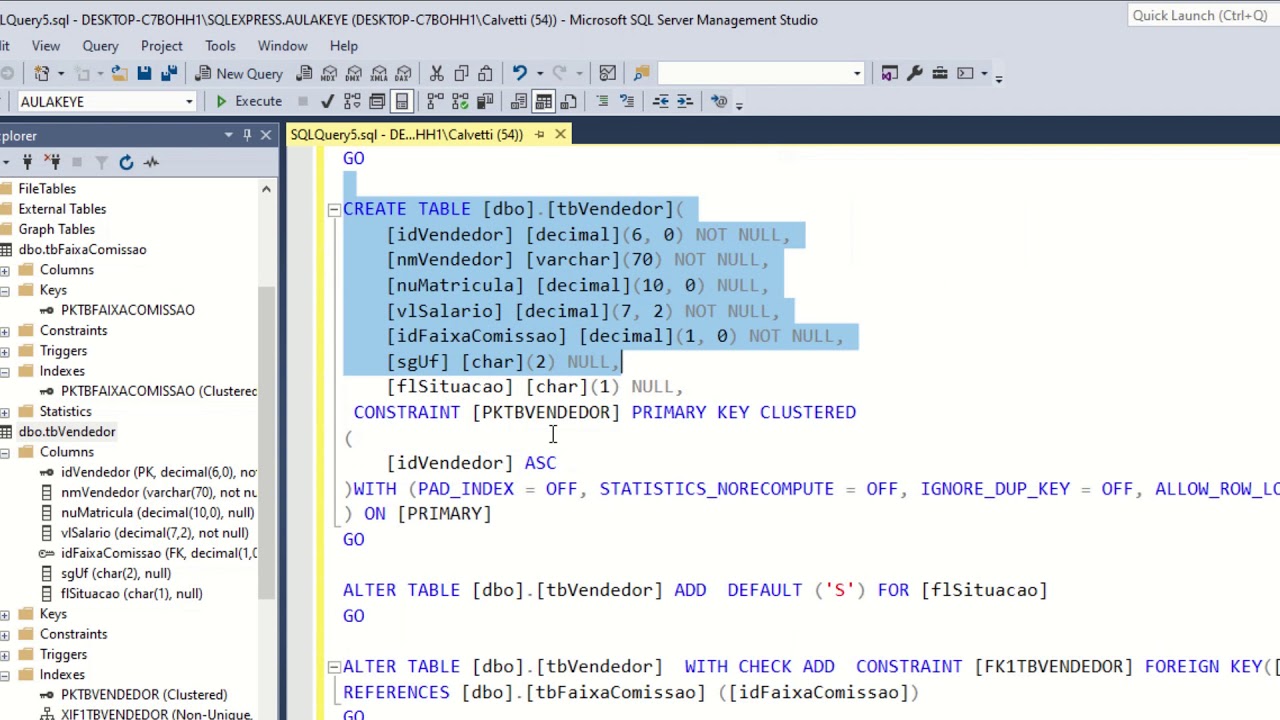 Vídeo Aula - SQLServer - Gerar DDL do objeto - YouTube