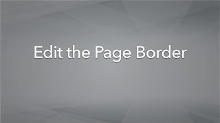 Edit the Page Border