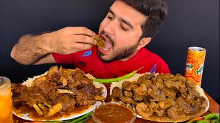 ASMR EATING SPICY CHICKEN LIVER GIZZARD CURRY+ SPICY MUTTON CURRY+WHITE RICE+GREEN CHILLI || MUKBANG