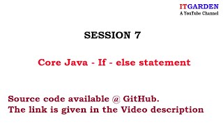 Core java if else statement SESSION 7 Wealth
