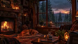 Rainy Night in a Cozy Cabin 🌧️🔥 Lofi Music for Relaxing, Studying & Sleep