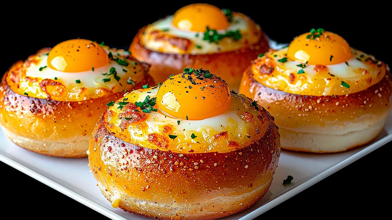 Просто залейте яйца в хлеб — это сразу же всех удивит! Новый завтрак за 5 минут.