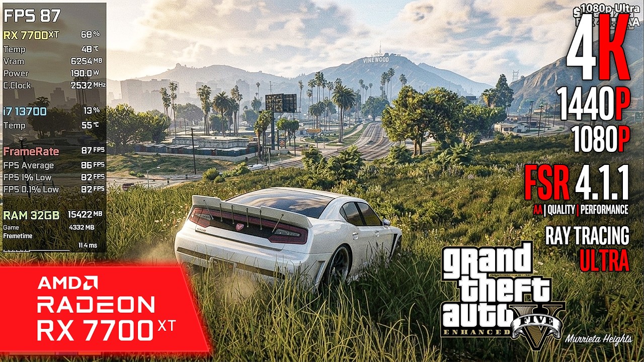 RX 7700 XT | GTA V Enhanced - AMD FSR 4.1.1 Official Release - YouTube