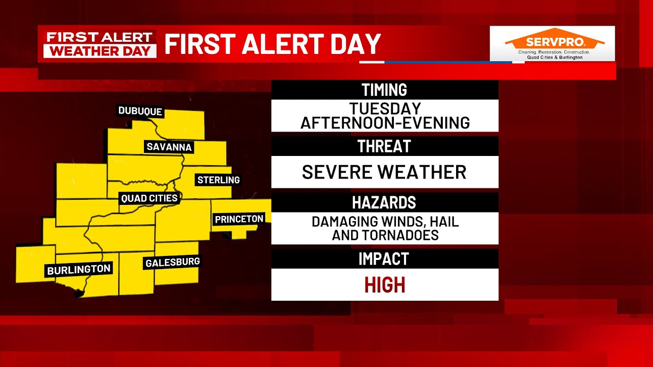 Tracking level 4 risk of severe weather Tuesday in the Quad Cities area ...