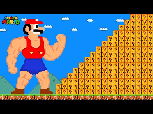 Super Mario Bros. But Muscular Mario collect 999 item Blocks | Game Animation class=