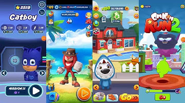 PJ Masks Power Heroes Run vs Sonic Dash vs Talking Tom Gold Run vs Om Nom Run 2 Gameplay Android ios