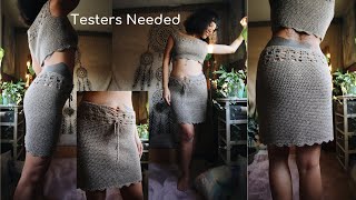 Crochet Lace up skirt TESTERS NEEDED // Crochet designing process // BEST FITTING CROCHET SKIRT