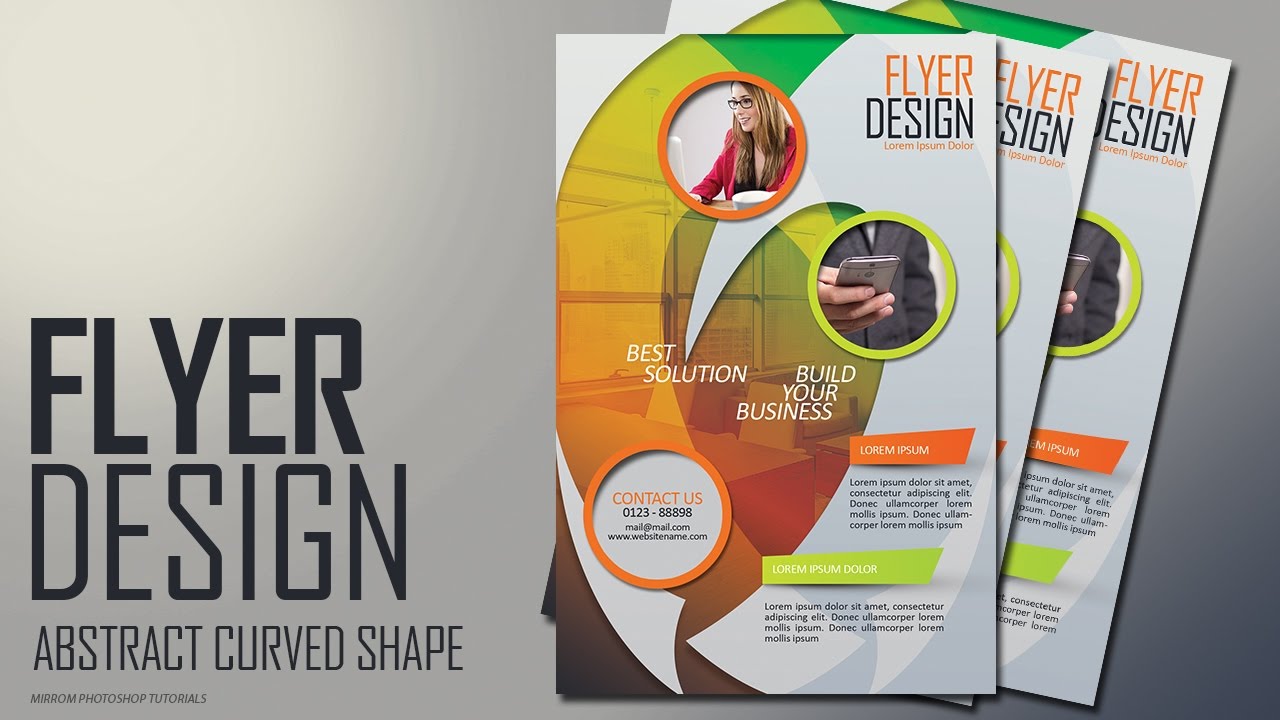 Photoshop Tutorial Abstract Curved Shape Flyer Design Youtube