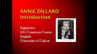 Annie Dillard   Introduction- Signatures- Common Course English (3 Sem) - University of Calicut - News