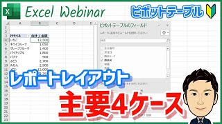 【ピボットテーブル#3】実務で代表的な集計表レイアウト4ケースの作り方 - 主要レイアウトを作る際の集計条件の設定方法を理解する