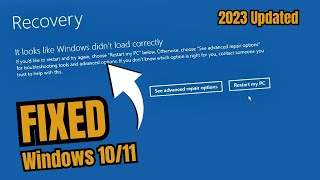 recovery - it looks like windows didn't load correctly on windows 11/10 | blue screen error