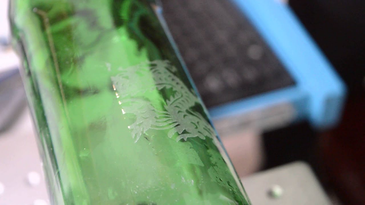 CO2 Laser engraving on common beer glass bottle YouTube