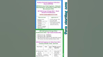 MPESB Group 3 Sub Engineer & Other Post Online Form 2024