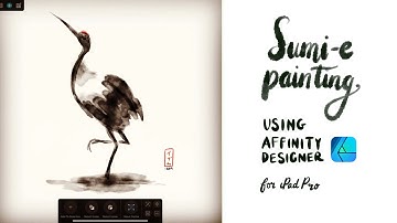 digital sumi-e painting tutorial of a Crane bird using Affinity Designer for iPad