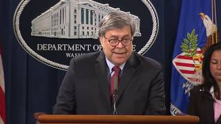 Attorney General William P. Barr, other top officials hold press conference at the DOJ.