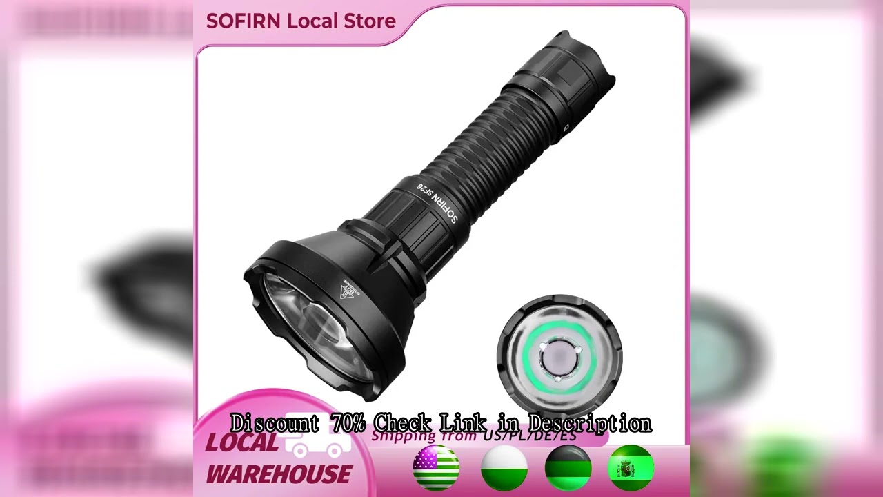 Sofirn SF26 2000lm SFT40 LED 6000K Tactical Flashlight Type-C Rechargeable Protable Powerful 21700 T
