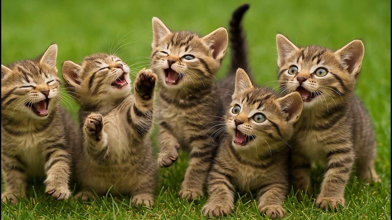 Adorable Kittens Playing on the Grass with Puppies, Bunnies, Ducklings & Hamsters – Cute Cat Meows