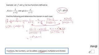 INH: Functions: Operations with Functions: Subtraction #1