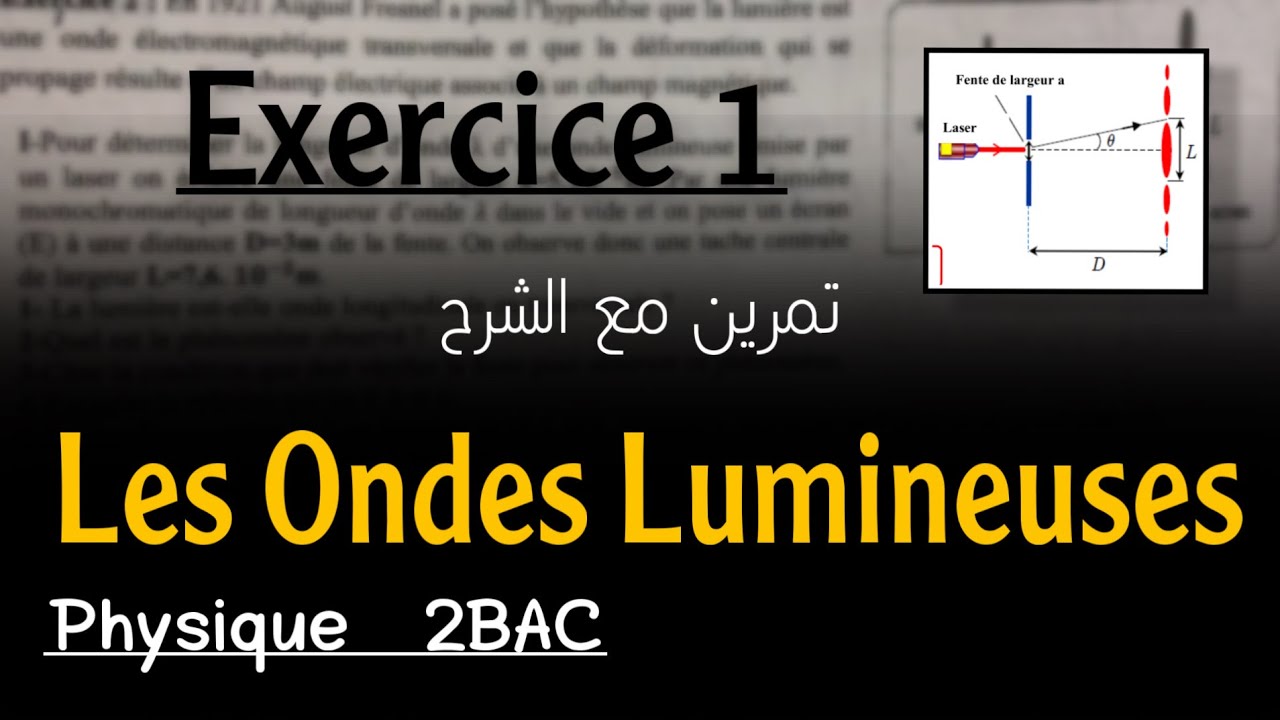 Les ondes lumineuses🔹 série d’exercices🔥Exercice 1🔥 2BAC BIOF ✨