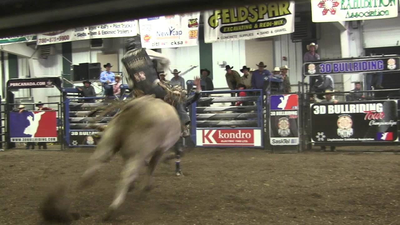 Ty Pozzobon 84.5 on B2889 Wrangler's Rock of Ages. Lloydminster, SK PBR Canada '12