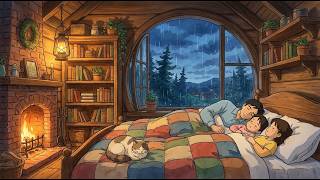 A Peaceful Day at Ghibli Home 🌿 | Cozy Rainy Day, Fireplace ASMR & Slow Ambient Music