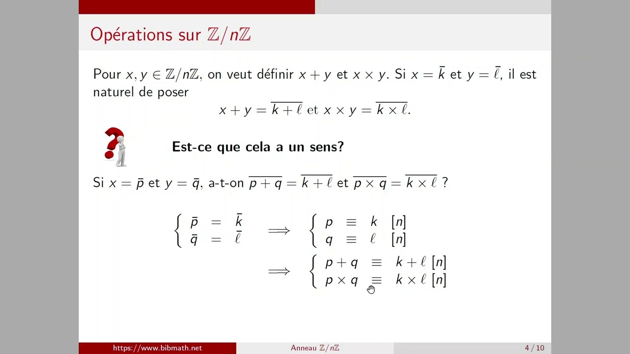 Cours sur l'anneau Z/nZ