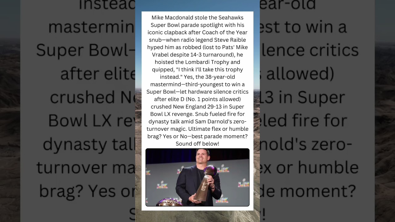 🏆 Macdonald's Epic Parade Burn: Lombardi  COTY