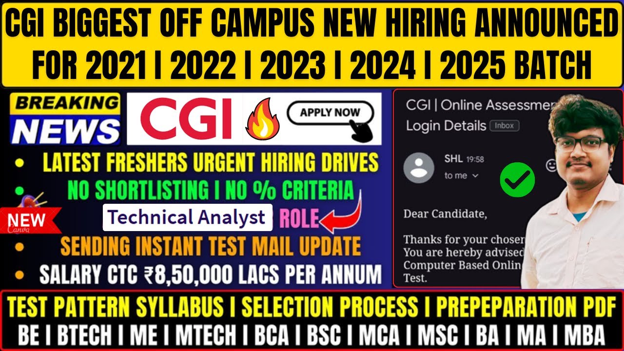 CGI Direct Test Hiring | Technical Analyst | Mass Hiring | OFF Campus ...