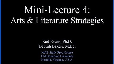 MAT Mini-Lecture 4: Arts & Literature Strategies