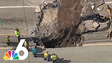 Crews work to repair MASSIVE SINKHOLE that opened at Fort Lauderdale intersection