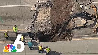Crews work to repair MASSIVE SINKHOLE that opened at Fort Lauderdale intersection